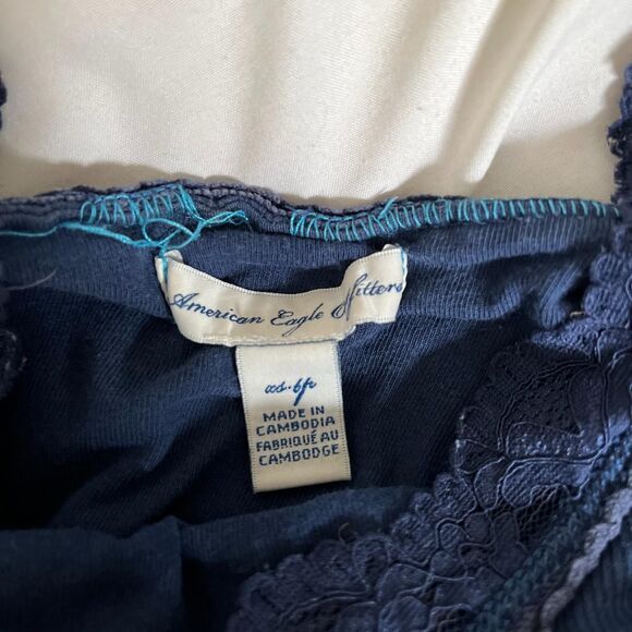 Vintage Y2K Navy Blue Lace Cami Tank Top from American Eagle Outfitters Size XS - Picture 5 of 6